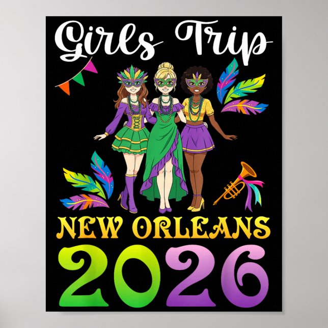 Girls Trip New Orleans 2026 Mardi Gras Day Squad T Poster (Vorne)