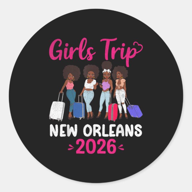 Girls Trip New Orleans 2026 Squad Matching Outfit  Runder Aufkleber (Vorderseite)