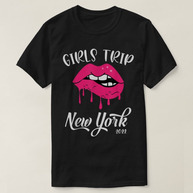 Girls Trip New York 2022 Vacation Squad Lips Fraue T-Shirt (Design vorne)