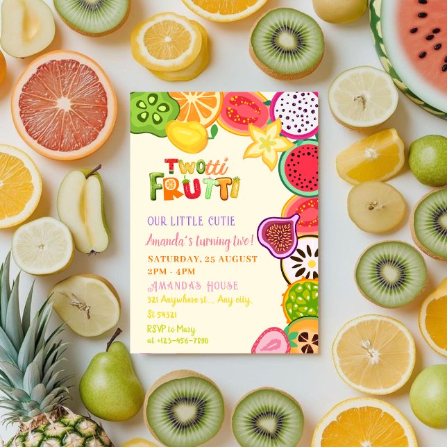 Girls Tropical Frucht Party Twotti Frutti Geburtst Einladung (Von Creator hochgeladen)