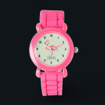 Girls Tropical Watercolor Flamingo and Name Kids Armbanduhr<br><div class="desc">This cute and whimsical tropical design features a gorgeous pink watercolor flamingo with space to add your girl's name! The perfect tropical summer gift for any toddler or child.</div>