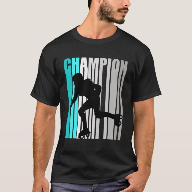 Girls Turquoise Roller Skaten Champion Roller Ska T-Shirt (Vorderseite)