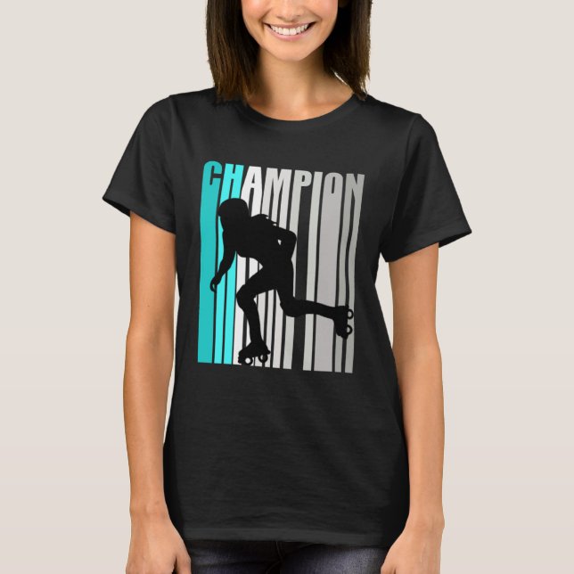 Girls Turquoise Roller Skating Champion Roller Ska T-Shirt (Vorderseite)