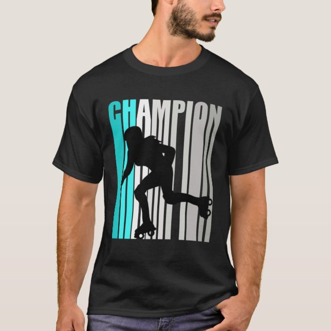 Girls Turquoise Roller Skating Champion Roller Ska T-Shirt (Vorderseite)