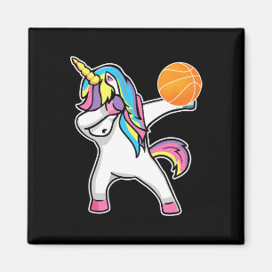 Girls Unicorn Dabbing Bysketbyll Player Fun Bbylle Magnet