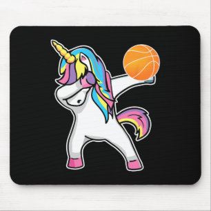 Girls Unicorn Dabbing Bysketbyll Player Fun Bbylle Mousepad