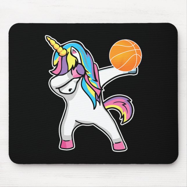 Girls Unicorn Dabbing Bysketbyll Player Fun Bbylle Mousepad (Vorne)