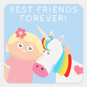 Girls Unicorn Quadratischer Aufkleber