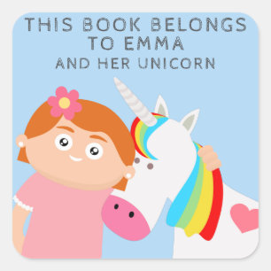 Girls Unicorn Quadratischer Aufkleber