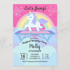 Girl's Unicorn Trampolin Jump Geburtstagsparty Einladung