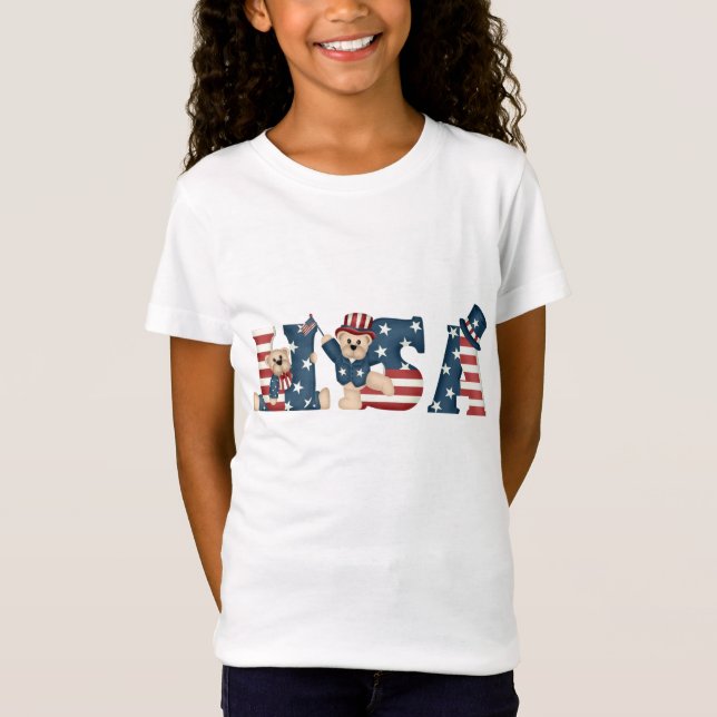 Girl's USA Teddy Bears Baby Doll T - Shirt (Vorderseite)