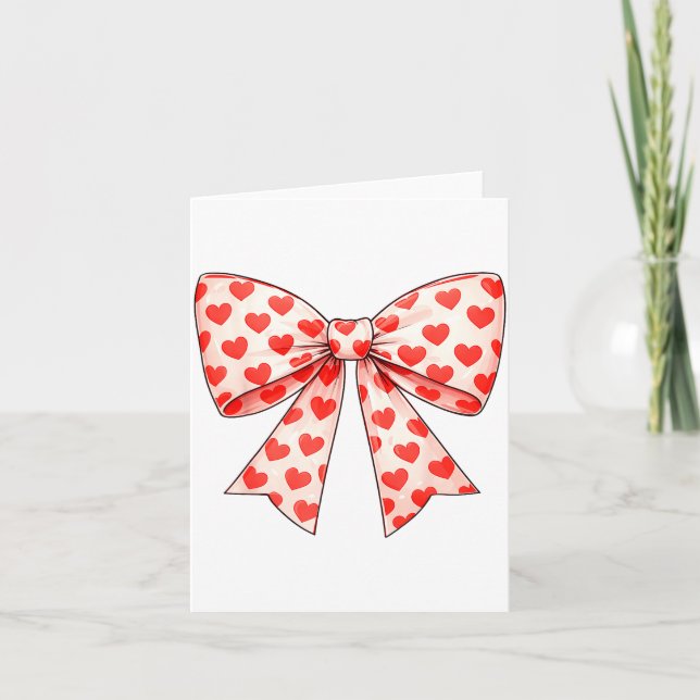 Girls Valentine Heart Bow Cute Valentines Day Teen Karte (Vorderseite)