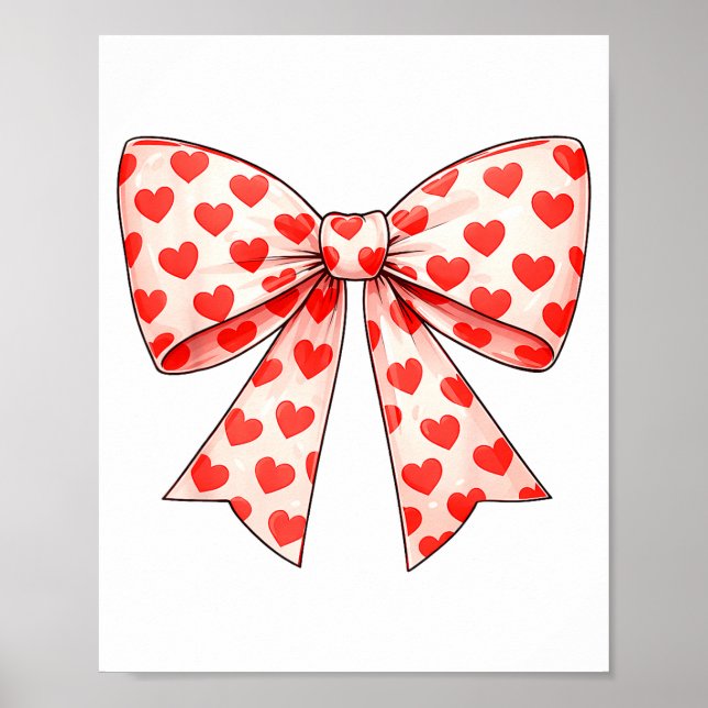 Girls Valentine Heart Bow Cute Valentines Day Teen Poster (Vorne)
