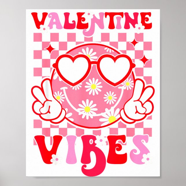 Girls Valentines Day Cute Smile Face Valentine Vib Poster (Vorne)