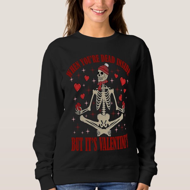 Girls Valentines Day Hearts Love Skeleton Skulls Sweatshirt (Vorderseite)