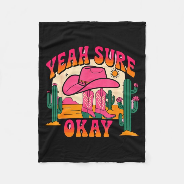 Girls Valentines Day Hearts Yeah Sure Okay Western Fleecedecke (Vorderseite)