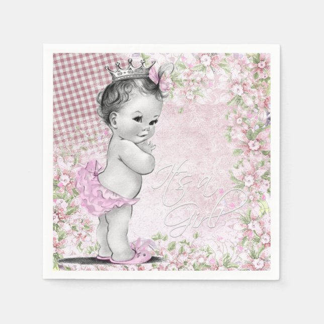 Girls Vintag Baby Shower Serviette (Vorderseite)