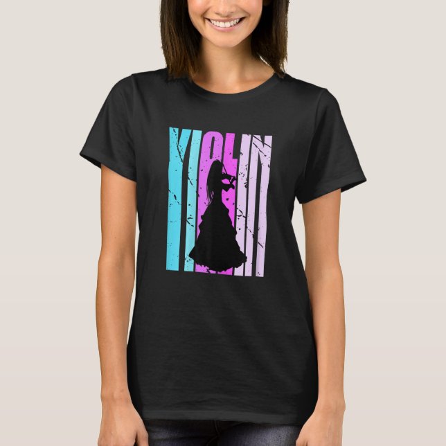 Girls Violin Silhouette Daughter Female Violinist  T-Shirt (Vorderseite)