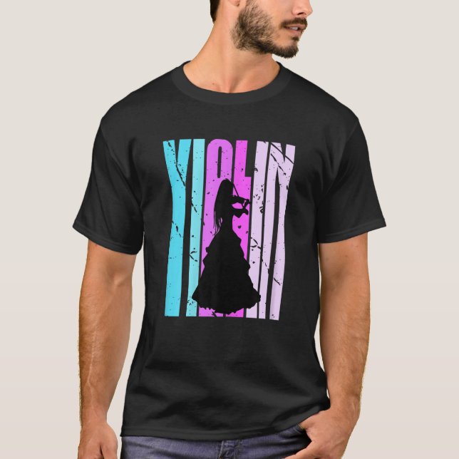Girls Violin Silhouette Daughter Female Violinist  T-Shirt (Vorderseite)