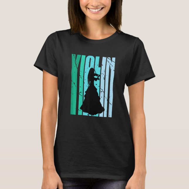 Girls Violin Silhouette Daughters Female Loves Vio T-Shirt (Vorderseite)