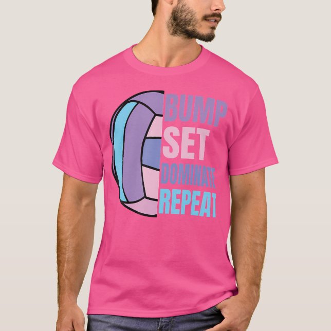 Girls Volleyball Bump Set Dominate Repeat Volleyba T-Shirt (Vorderseite)