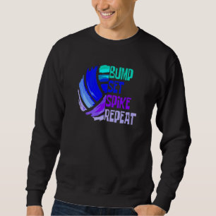 Girls Volleyball Bump Set Spike Wiederholung Blau Sweatshirt