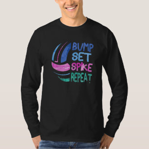 Girls Volleyball Bump Set Spike Wiederholung Blau T-Shirt
