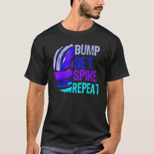 Girls Volleyball Bump Set Spike Wiederholung Blau T-Shirt