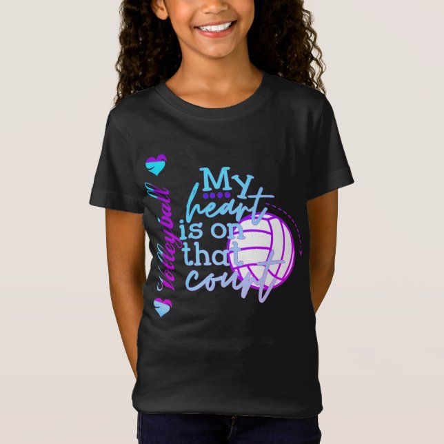 Girls Volleyball Mein Herz steht an diesem Gericht T-Shirt (Vorderseite)