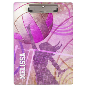 Girls Volleyball Spieler springt ins Netz Klemmbrett