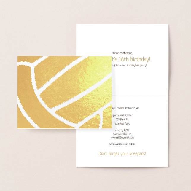 Girl's volleyball sports related birthday gold folienkarte (Anzeige)