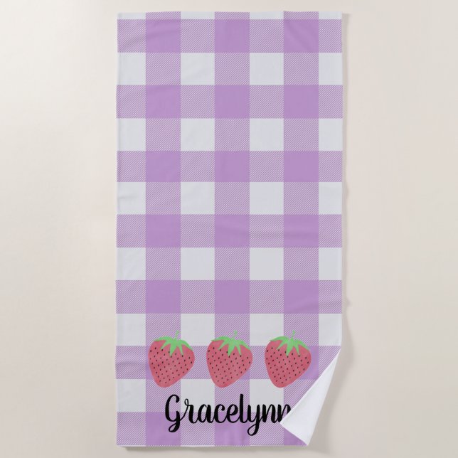 Girls Wasserfarbe Strawberry Trio und Karierter St Strandtuch (Vorderseite)