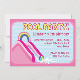 Girls Water Slide Geburtstag Einladung