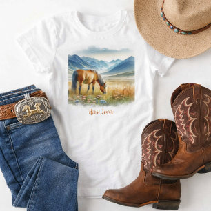 Girls Watercolor Horse Lover T-Shirt