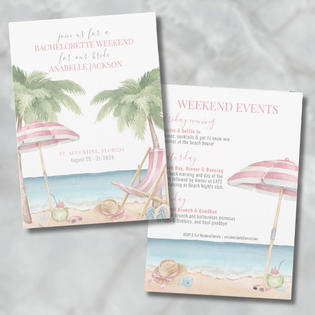 Girls Weekend Beach Bachelorette Einladung (Girls Weekend Beach Bachelorette Invitation)