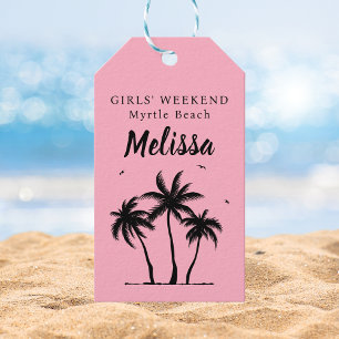 Girls Weekend Blush Pink Palm Tree Gift Tag Geschenkanhänger