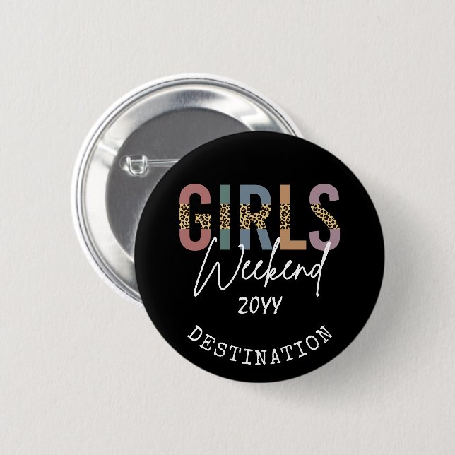 Girls Weekend Cheetah Print Girls Tour Button (Vorne & Hinten)