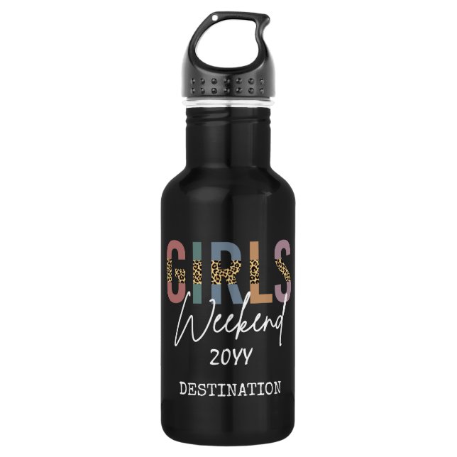 Girls Weekend Cheetah Print Girls Tour Edelstahlflasche (Vorderseite)