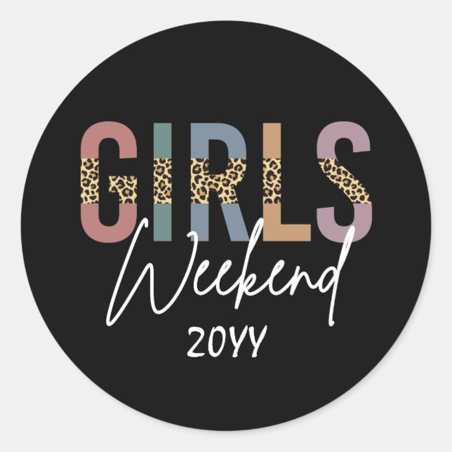 Girls Weekend Cheetah Print Girls Tour Runder Aufkleber (Vorderseite)