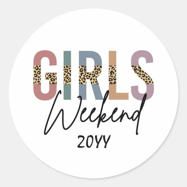 Girls Weekend Cheetah Print Girls Tour Runder Aufkleber (Vorderseite)