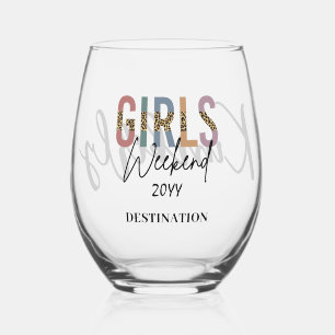 Girls Weekend Cheetah Print Girls Tour Weinglas Ohne Stiel