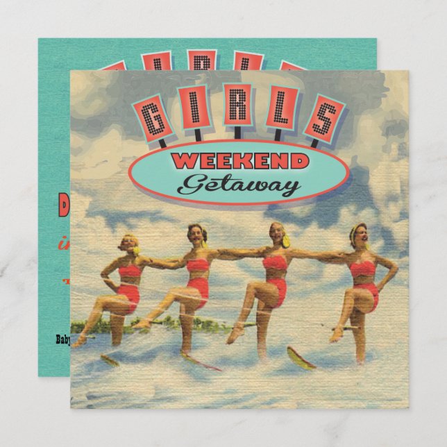 Girls Weekend Erfrischung Baby Dusche Einladungen (Vorne/Hinten)