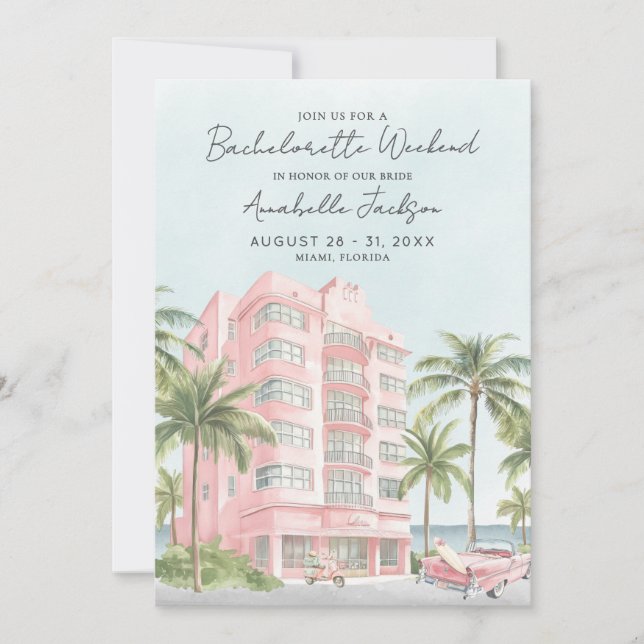 Girls Weekend Miami Beach Bachelorette Party Einladung (Vorderseite)