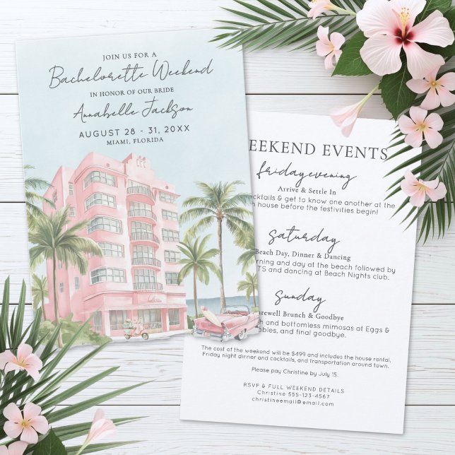 Girls Weekend Miami Beach Bachelorette Party Einladung (Girls Weekend Miami Beach Bachelorette Party Invitation)