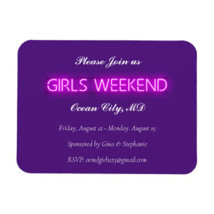 GIRLS WEEKEND Neon LED Signieren Einladung Postkar Magnet