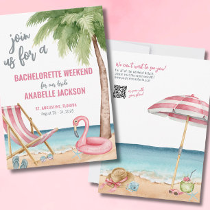 Girls Weekend QR Code Beach Junggeselinnen-Abschie Einladung