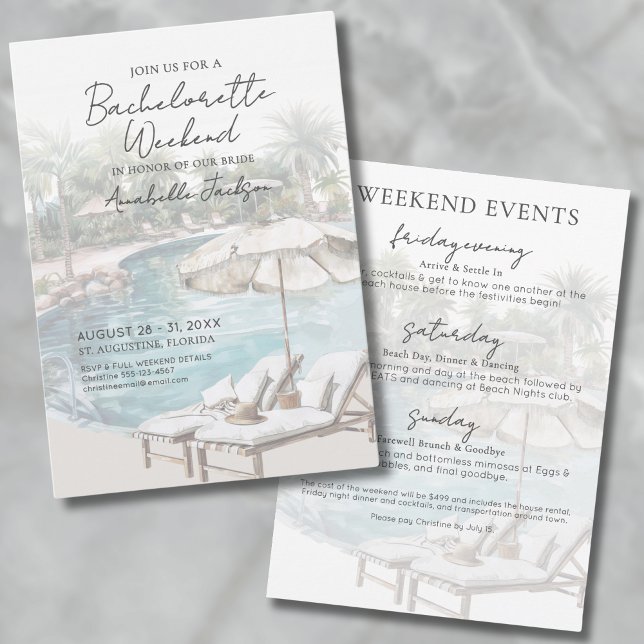 Girls Weekend Tropical Pool Junggeselinnen-Abschie Einladung (Girls Weekend Tropical Pool Bachelorette Party Invitation)