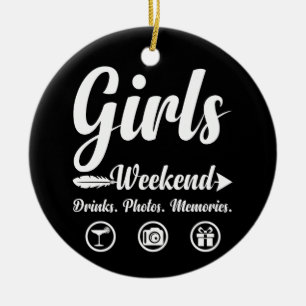 Girls Weekend Vacation Drinks Fotos Memories Keramik Ornament