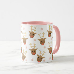 Girls Weihnachts Rentier Snowflakes Pattern Gold Tasse