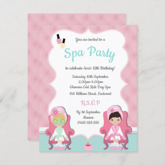 Girls Wellness-Center Einladung Pamper Party Einla